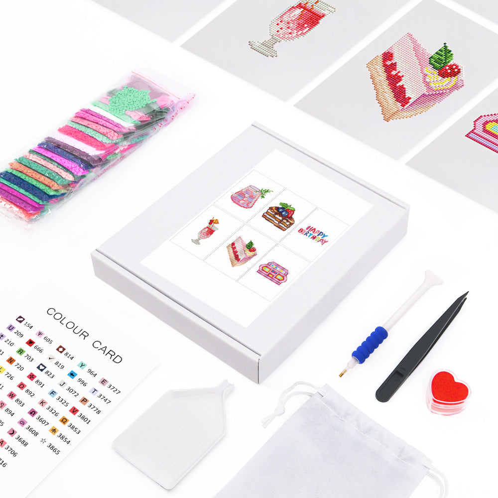 Set of 6 Birthday - Mini Diamond Painting Kits