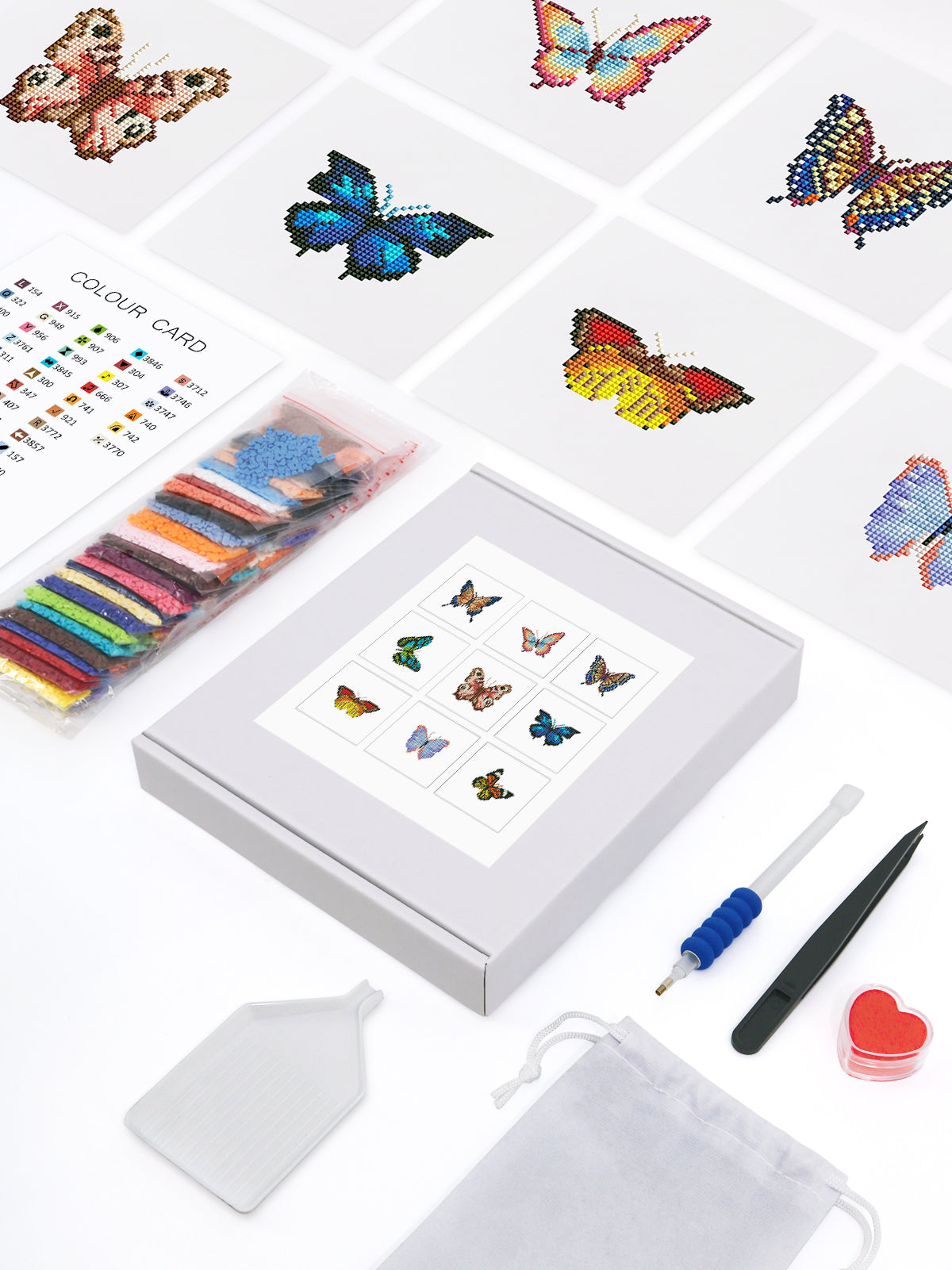 Set of 9 Butterflies - Mini Diamond Painting Kit