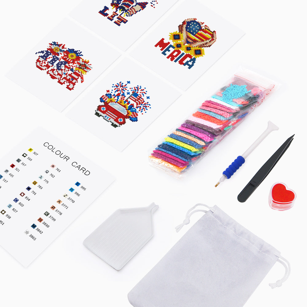 Set of 4 America - Mini Diamond Painting Kit