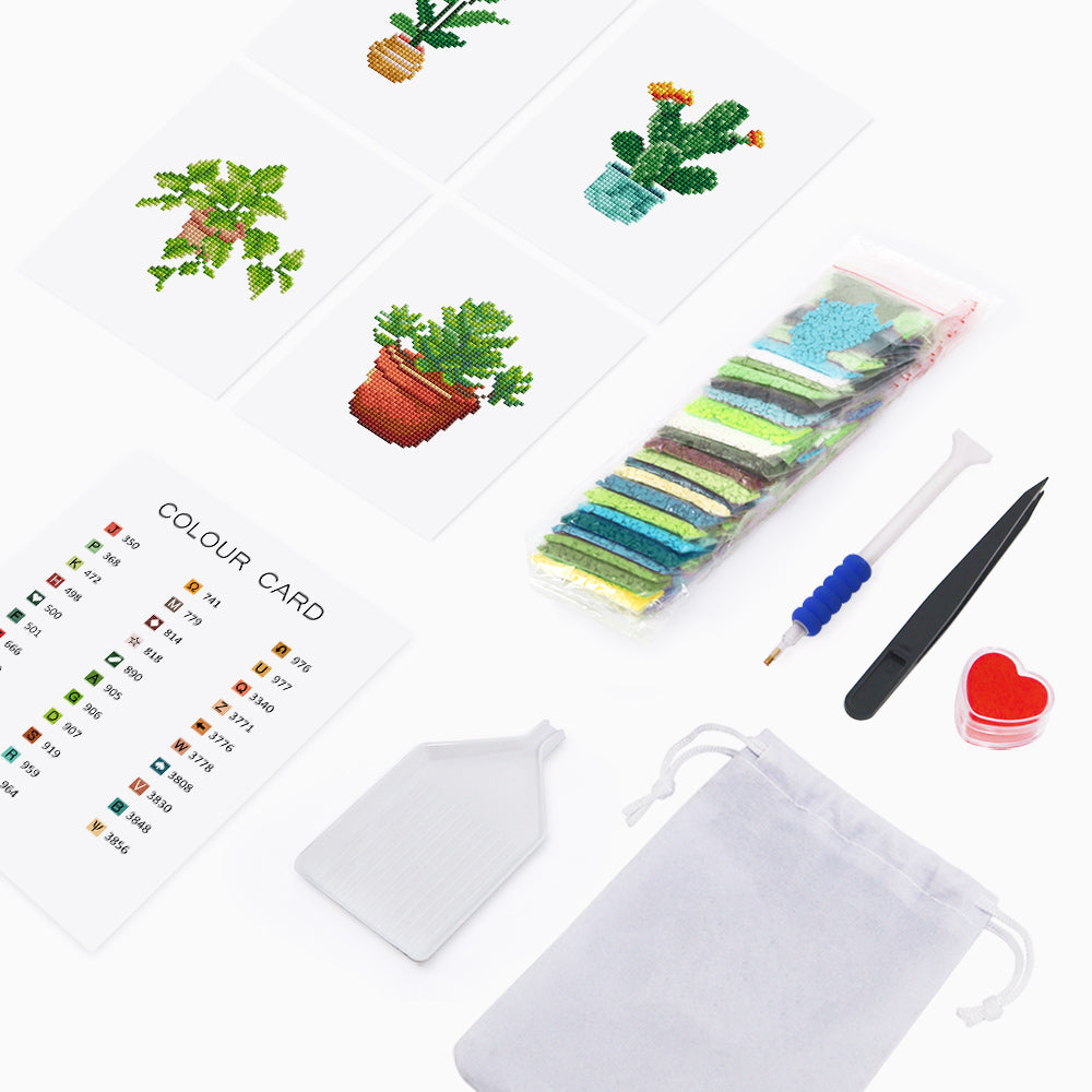 Set of 4 Plants - Mini Diamond Painting Kit