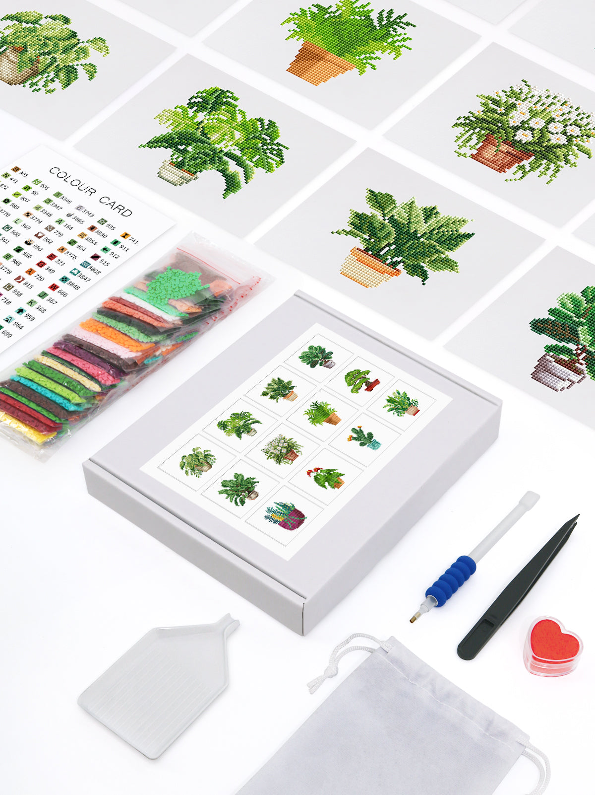 Set of 12 Plants B - Mini Diamond Painting Kit