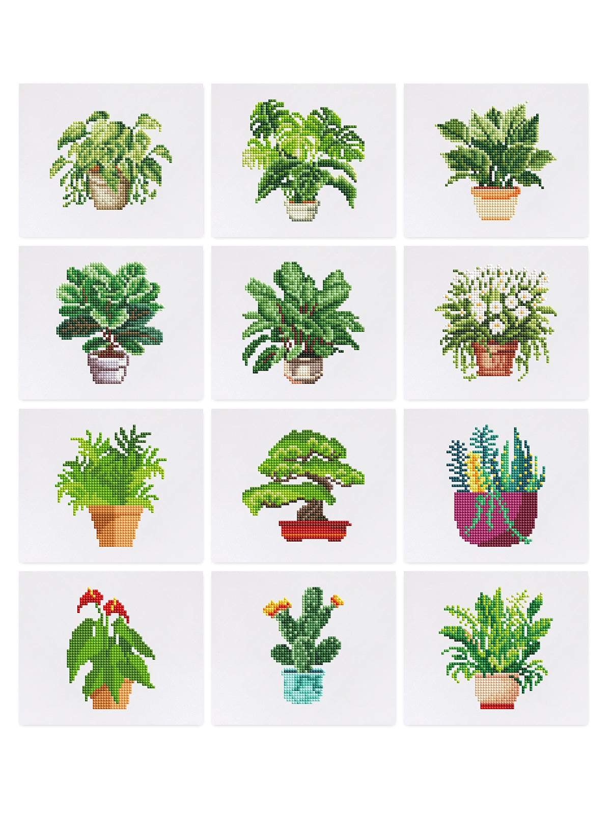 Set of 12 Plants B - Mini Diamond Painting Kit
