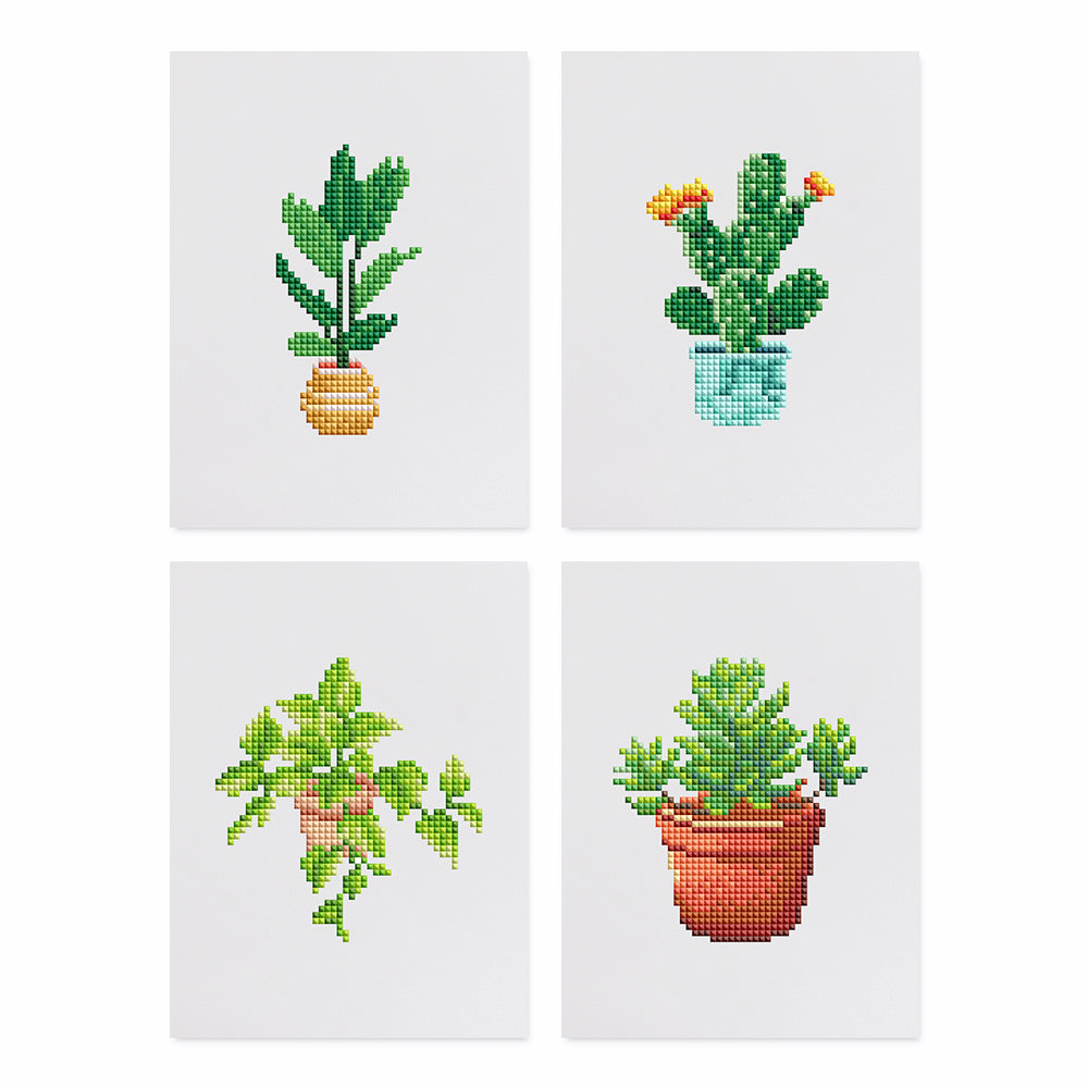 Set of 4 Plants - Mini Diamond Painting Kit