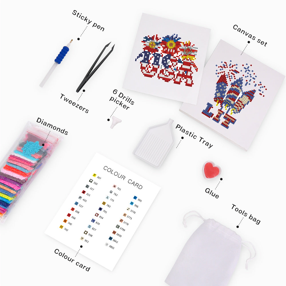 Set of 4 America - Mini Diamond Painting Kit