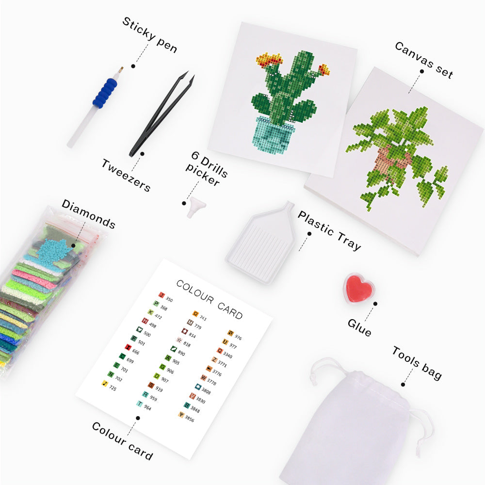 Set of 4 Plants - Mini Diamond Painting Kit