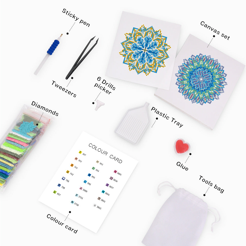 Set of 4 Mandalas - Mini Diamond Painting Kit