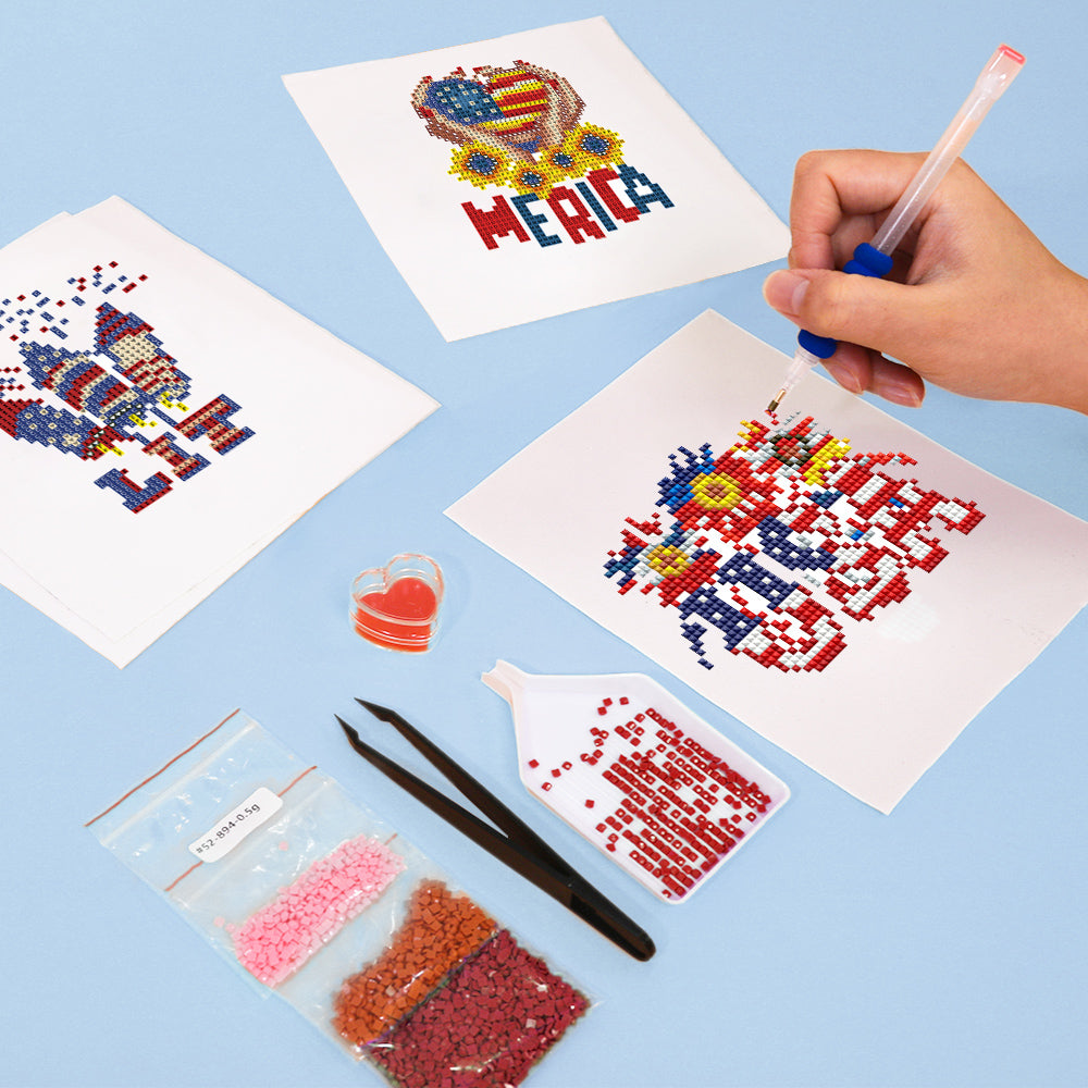 Set of 4 America - Mini Diamond Painting Kit