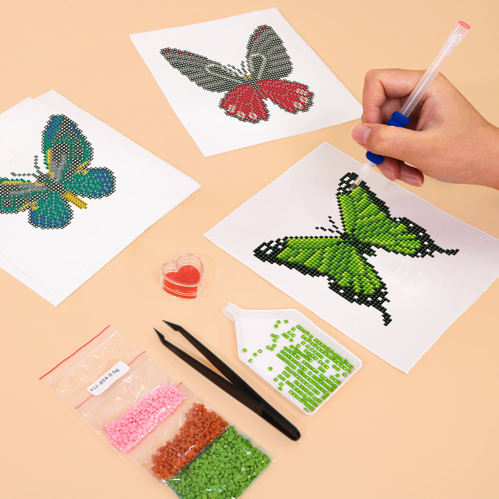 Set of 4 Butterflies - Mini Diamond Painting Kit