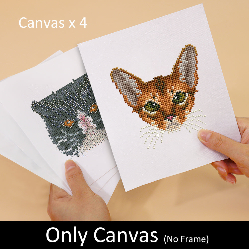 Set of 4 Cats - Mini Diamond Painting Kit