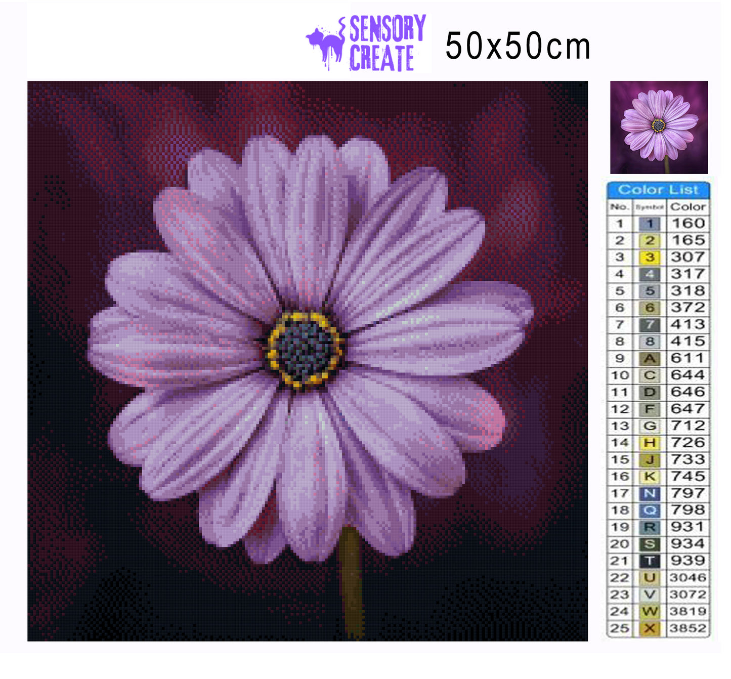 Purple Daisy - Diamond Painting Kit