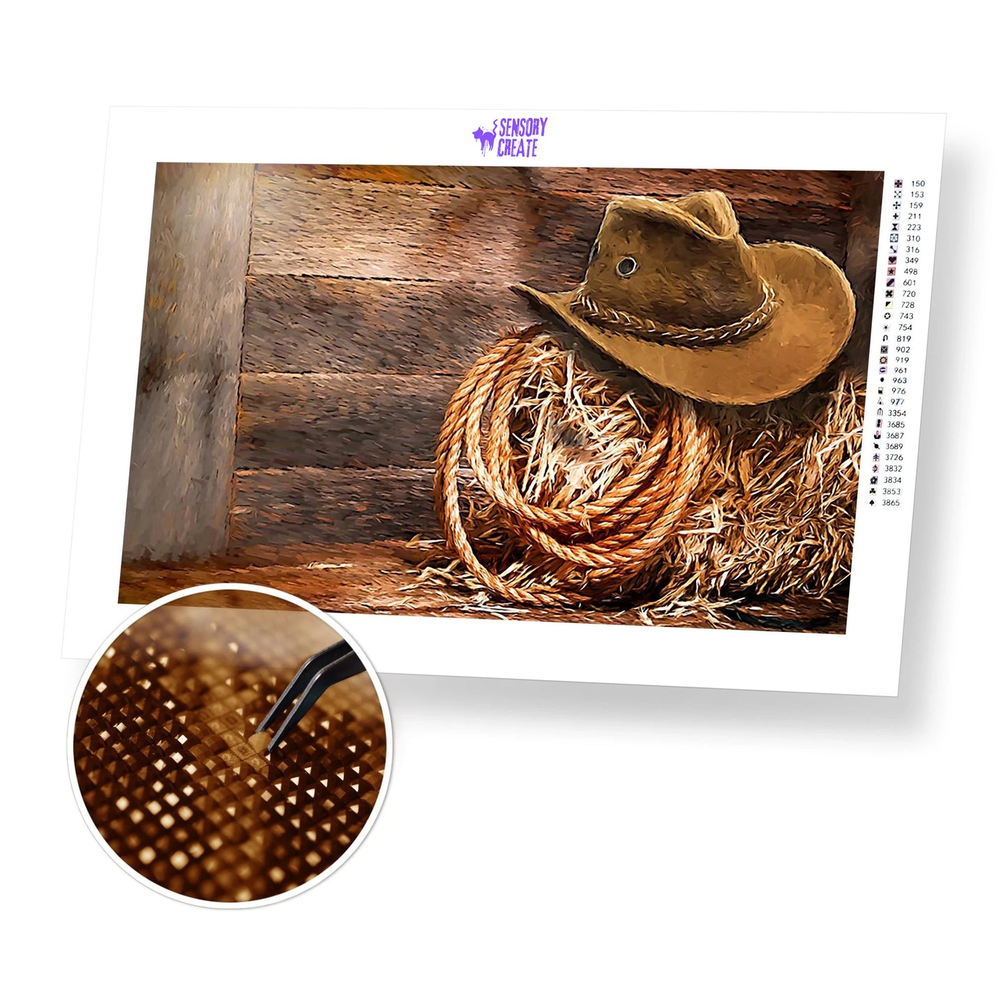 Cowboy Hat and Lasso - Diamond Painting Kit