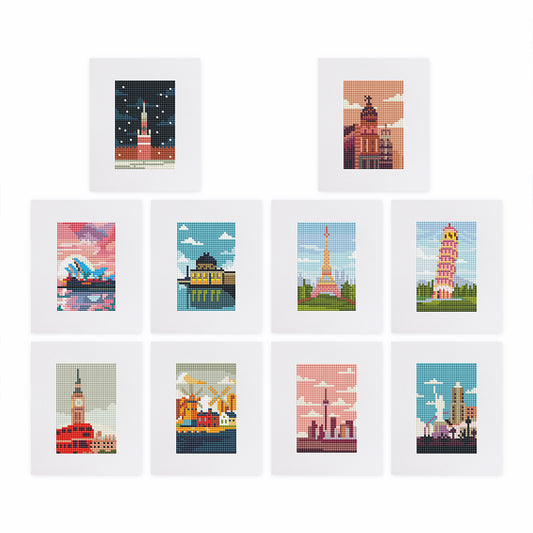 Set of 10 Famous Landmarks - Mini Diamond Painting Kit