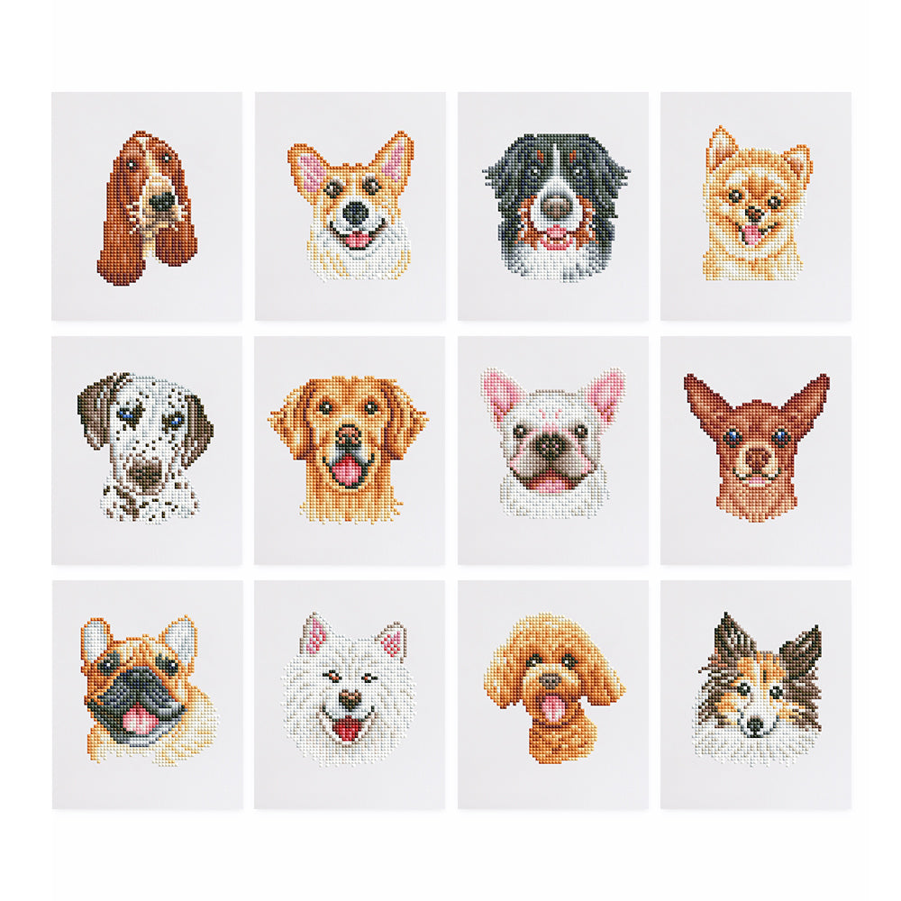 Set of 12 Dogs - Mini Diamond Painting Kit