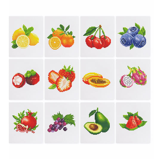 Set of 12 Fruits - Mini Diamond Painting Kit