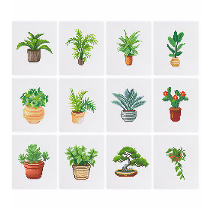 Set of 12 Plants C - Mini Diamond Painting Kit