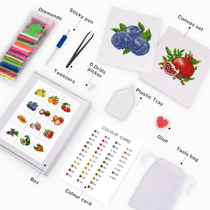 Set of 12 Fruits - Mini Diamond Painting Kit