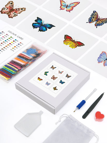 Set of 9 Butterflies - Mini Diamond Painting Kit