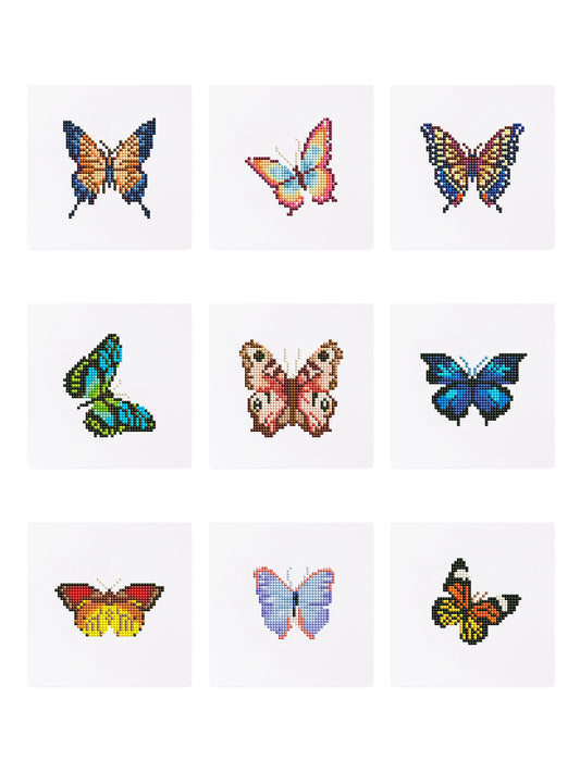 Set of 9 Butterflies - Mini Diamond Painting Kit