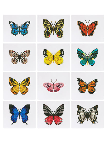 Set of 12 Butterflies A - Mini Diamond Painting Kit