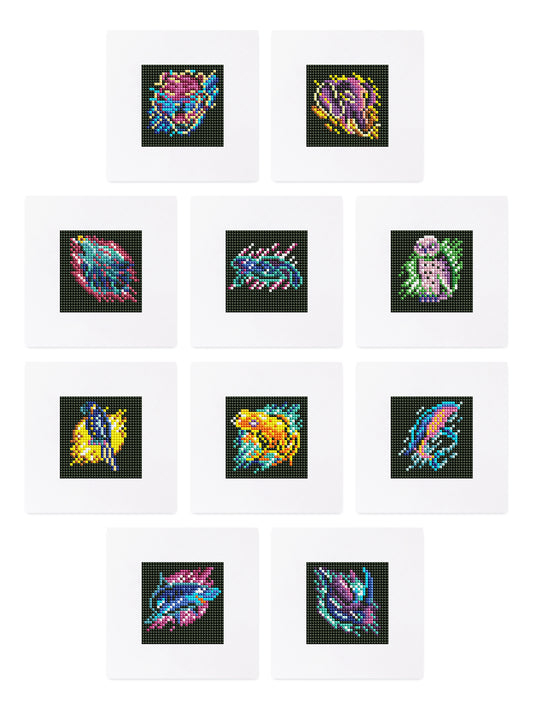 Set of 10 Nocturnal Animal - Mini Diamond Painting Kit