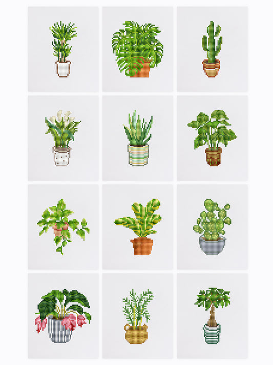 Set of 12 Plants A - Mini Diamond Painting Kit