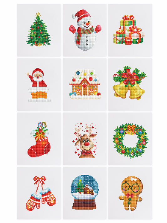 Set of 12 Christmas Designs A - Mini Diamond Painting Kit