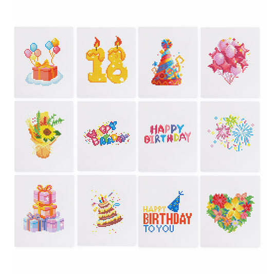 Set of 12 Birthday - Mini Diamond Painting Kit