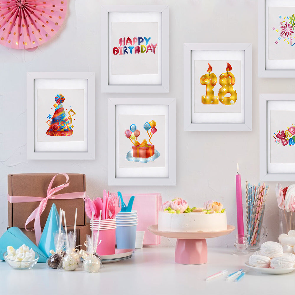 Set of 12 Birthday - Mini Diamond Painting Kit