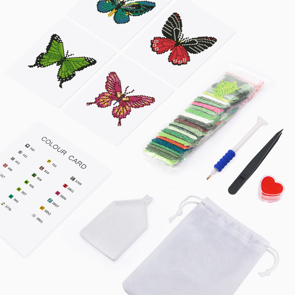 Set of 4 Butterflies - Mini Diamond Painting Kit