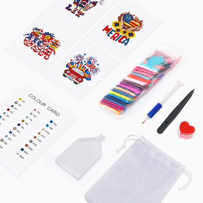 Set of 4 America - Mini Diamond Painting Kit