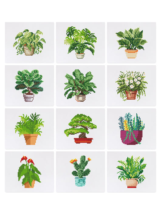 Set of 12 Plants B - Mini Diamond Painting Kit