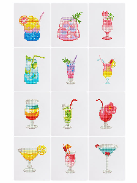 Set of 12 Cocktails - Mini Diamond Painting Kit