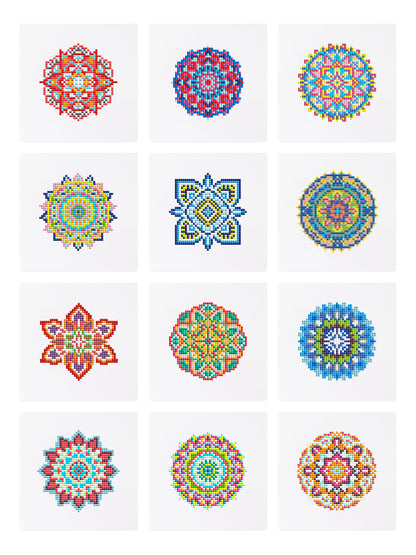 Set of 12 Mandala A - Mini Diamond Painting Kit