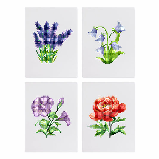 Set of 4 Flowers - Mini Diamond Painting Kit