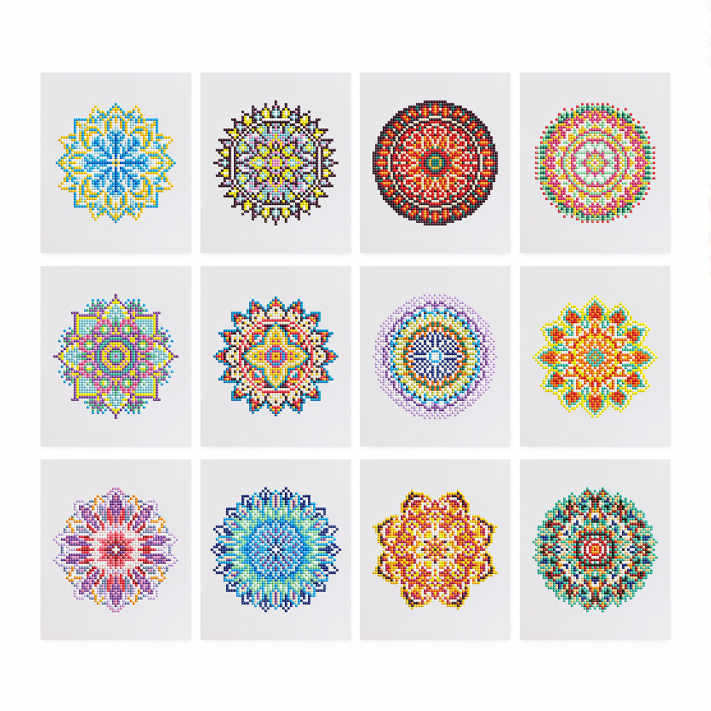 Set of 12 Mandala B - Mini Diamond Painting Kit