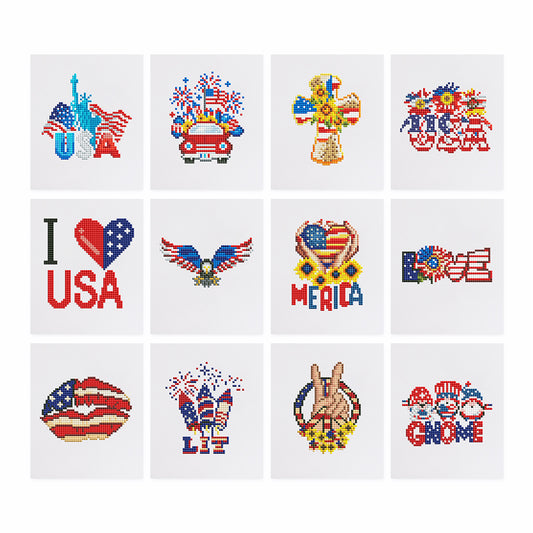 Set of 12 USA - Mini Diamond Painting Kit