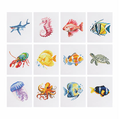 Set of 12 Ocean Wonders - Mini Diamond Painting Kit