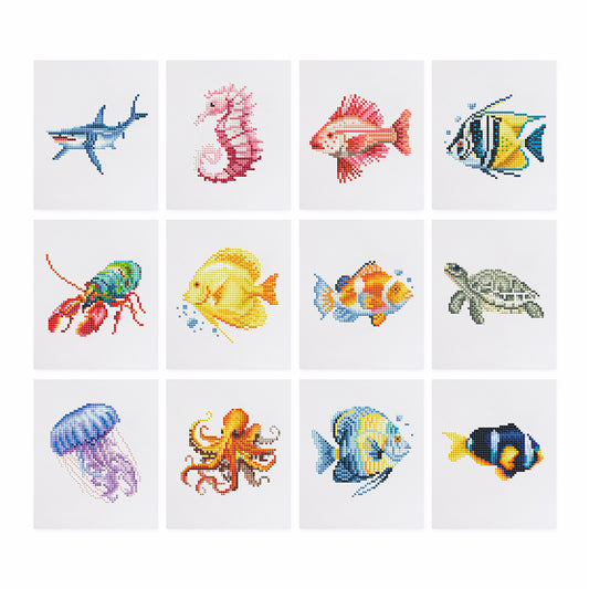 Set of 12 Ocean Wonders - Mini Diamond Painting Kit