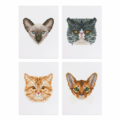 Set of 4 Cats - Mini Diamond Painting Kit