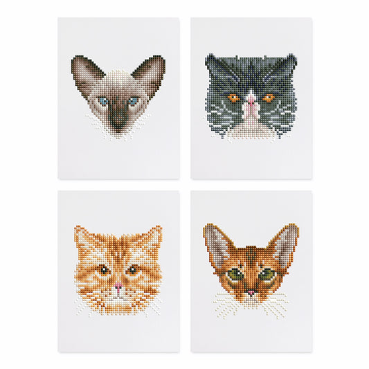 Set of 4 Cats - Mini Diamond Painting Kit