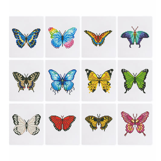 Set of 12 Butterflies B - Mini Diamond Painting Kit