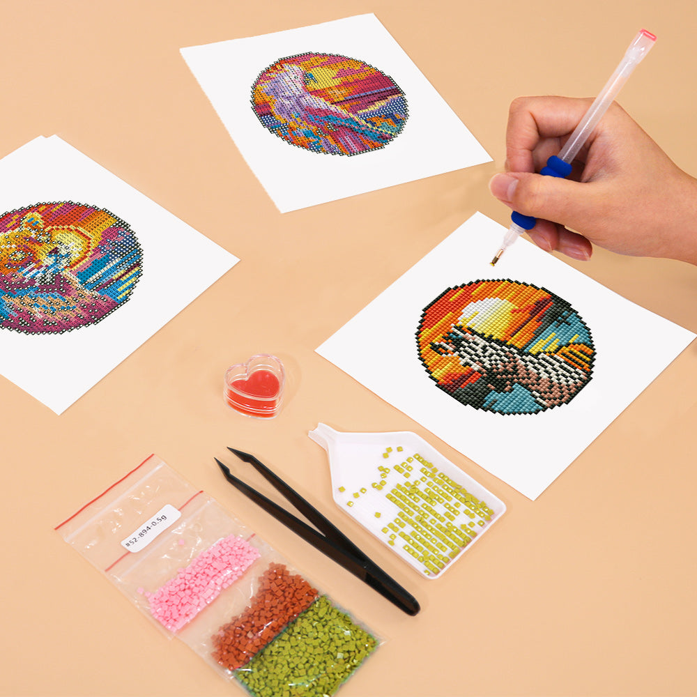 Set of 4 Colorful Animals - Mini Diamond Painting Kit