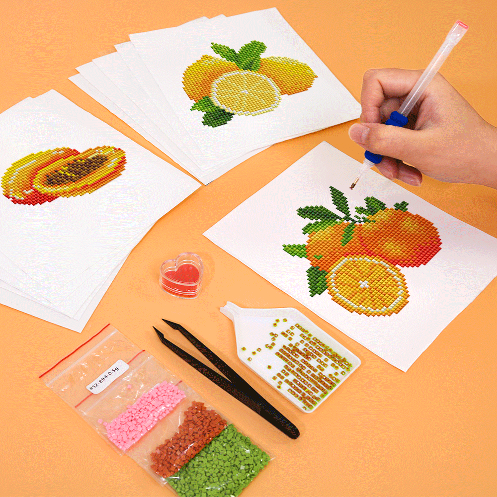 Set of 12 Fruits - Mini Diamond Painting Kit
