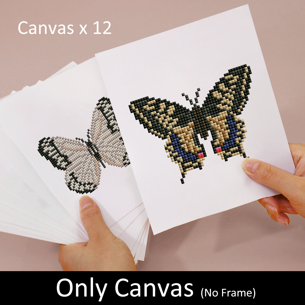 Set of 12 Butterflies B - Mini Diamond Painting Kit