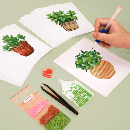 Set of 12 Plants C - Mini Diamond Painting Kit