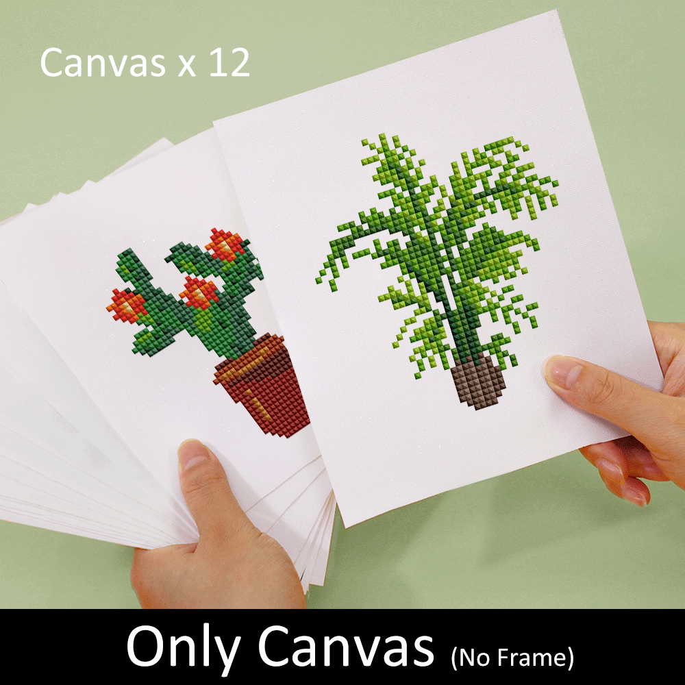 Set of 12 Plants C - Mini Diamond Painting Kit