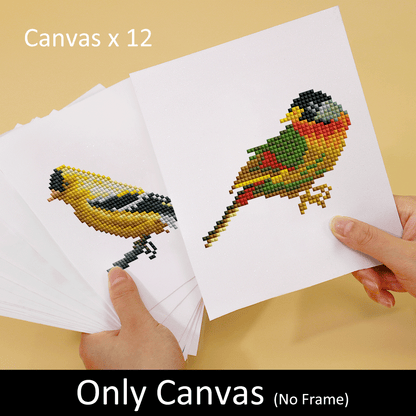 Set of 12 Birds - Mini Diamond Painting Kit