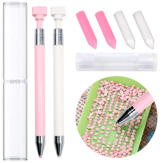 2PCS REFILLABLE DIAMOND PAINTING WAX PEN WITH CASE