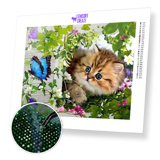 Cat with Butterfly - Diamond Painting Kit