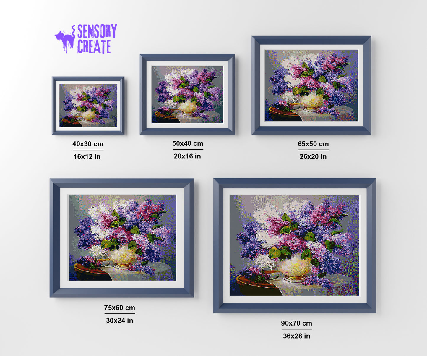 Purple and White Flowers - Diamond Painting Kit